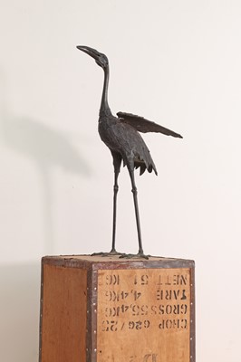 Lot 417 - An eastern bronze figure of a crane