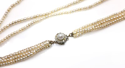 Lot 159 - A three row uniform pearl necklace