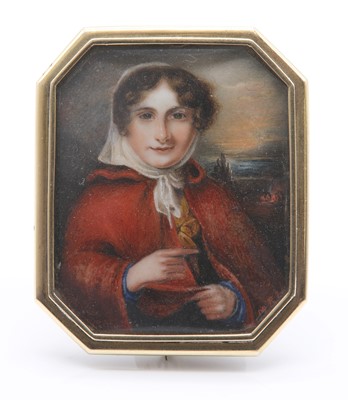 Lot 28 - A Victorian painted miniature brooch