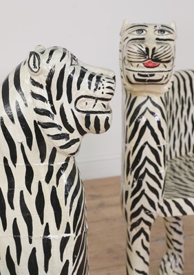 Lot 101 - A pair of carved wooden papier mâché and painted chairs
