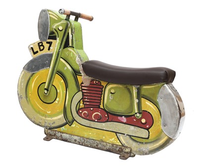 Lot 422 - A carved wooden funfair motorcycle