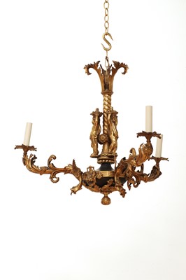 Lot 197 - A Napoleon III-style gilt and patinated metal chandelier