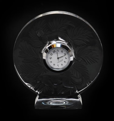 Lot 206 - A Lalique glass Jungle clock