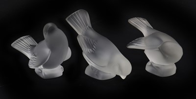 Lot 201 - A set of three Lalique crystal birds