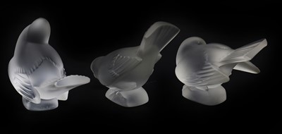 Lot 201 - A set of three Lalique crystal birds