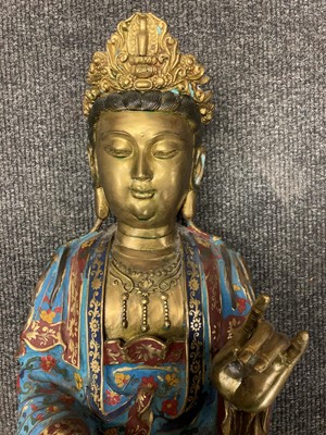 Lot 64 - A Chinese cloisonné guanyin