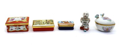 Lot 341 - A group of three Halcyon Days enamel pillboxes