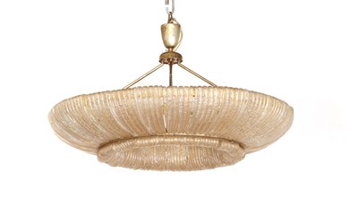 Lot 148 - An Italian brass and aventurine glass ceiling light