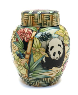 Lot 151 - A Moorcroft 'Panda' ginger jar and cover