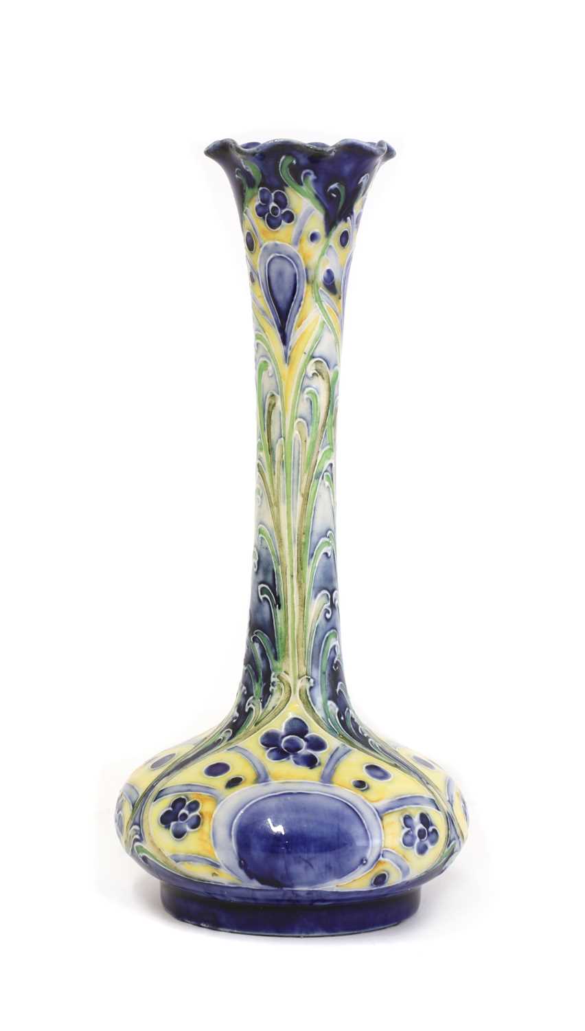 Lot 13 - A Macintyre Moorcroft Florian ware 'Peacock Feather' vase