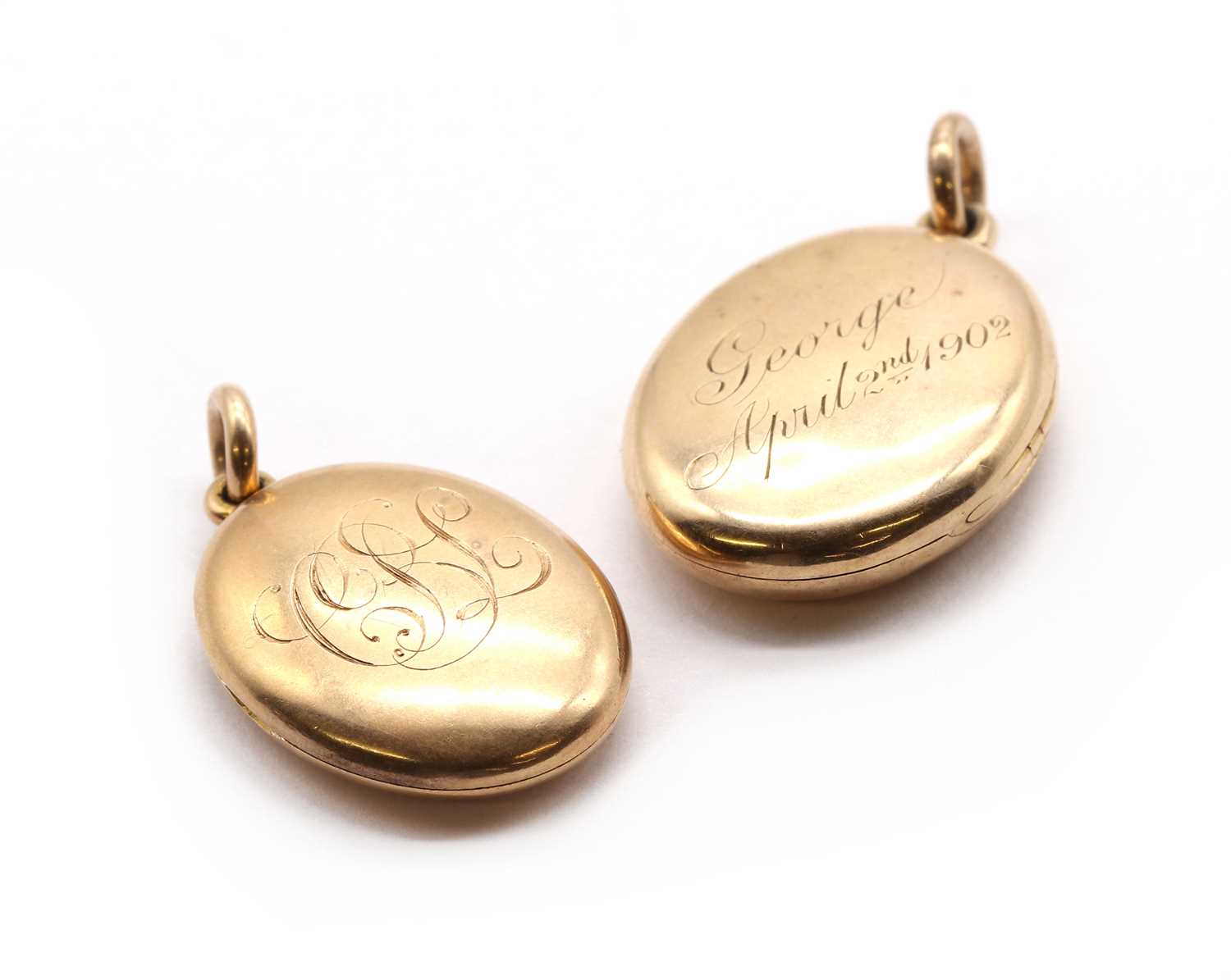 Lot Two Edwardian gold lockets