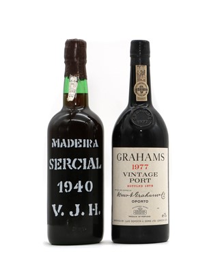 Lot 283 - Madeira Sercial 1940, Vinhos Justino Henriques, together with Grahams, Vintage Port, 1977 (1)