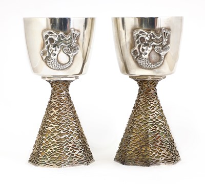 Lot 178 - A pair of silver-gilt Ely Cathedral commemorative goblets