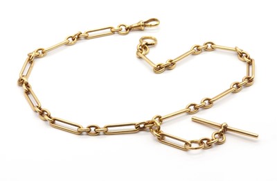 Lot 318 - An 18ct gold fetter link double Albert chain