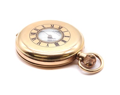 Lot 323 - A rolled gold half hunter pocket watch