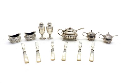 Lot 20A - A collection of silver cruet items