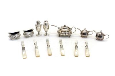 Lot 20 - A collection of silver cruet items