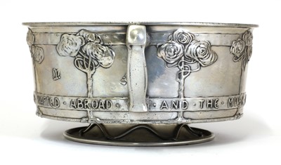 Lot 44 - An Arts and Crafts twin-handled Tudric pewter rose bowl
