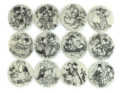 Lot 72A - A complete set of twelve Danish Nymølle pottery wall plates
