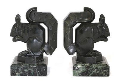 Lot 90 - A pair of art metal squirrel bookends