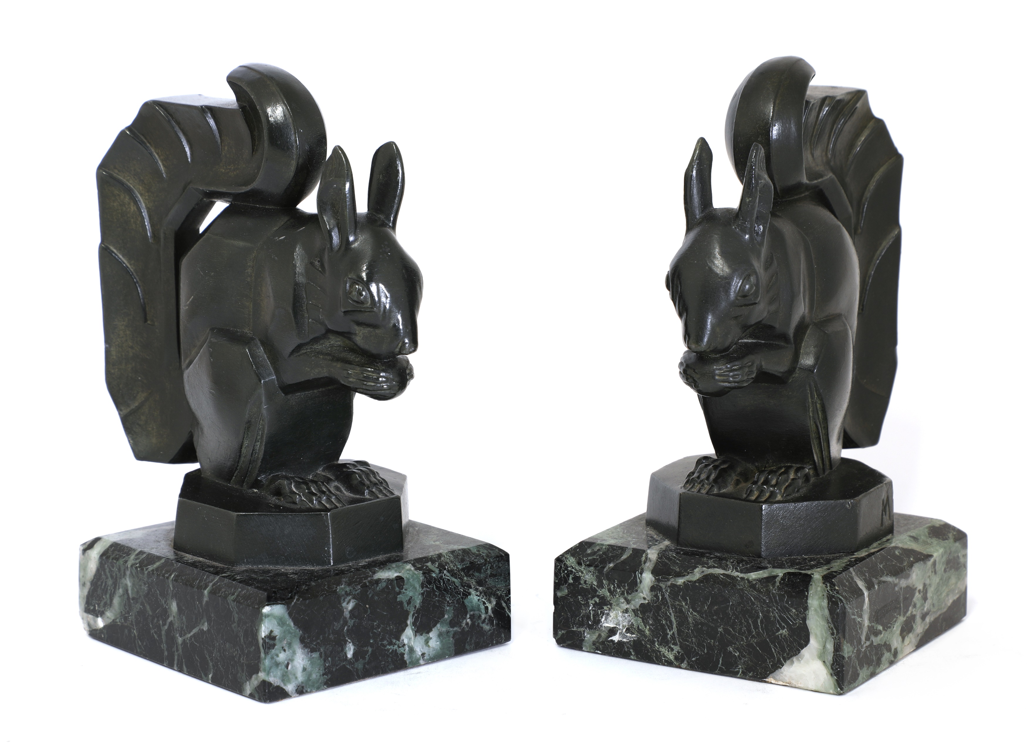 Lot 90 A pair of art metal squirrel bookends,