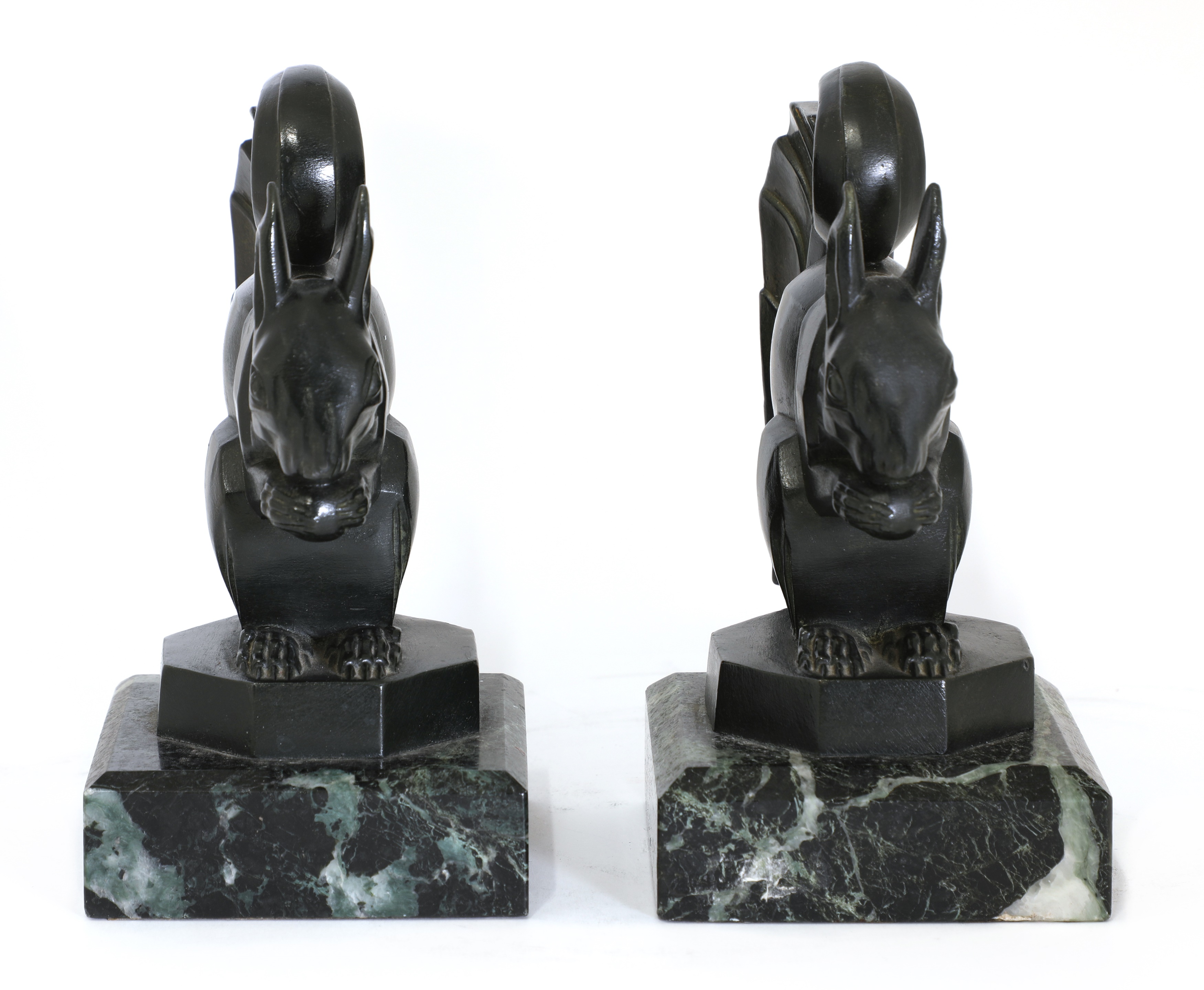 Lot 90 A pair of art metal squirrel bookends,