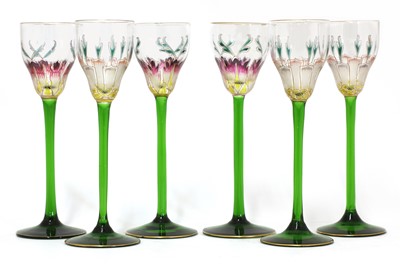 Lot 1 - A set of six Theresienthal Glassworks 'flower form' liqueur glasses