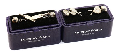 Lot 25 - Two pairs of novelty 'Tennis' and 'Cricket' silver cuff links