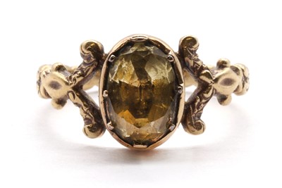 Lot 12 - A gold single stone foiled topaz ring