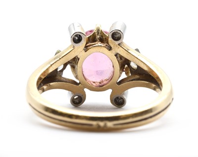 Lot A gold pink tourmaline and diamond ring