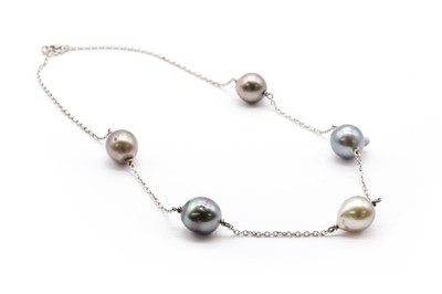 Lot A white gold baroque cultured South Sea Tahitian pearl necklace