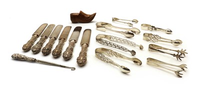 Lot 6 - A collection of seven pairs of silver sugar tongs