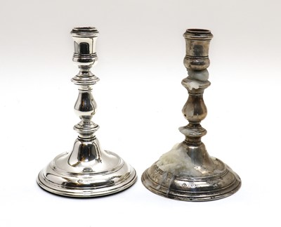 Lot 11 - A pair of modern silver candlesticks