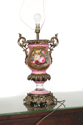 Lot 185 - A gilt bronze mounted porcelain table lamp
