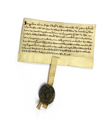 Lot 79 - THIRTEENTH Century document on vellum with Seal.