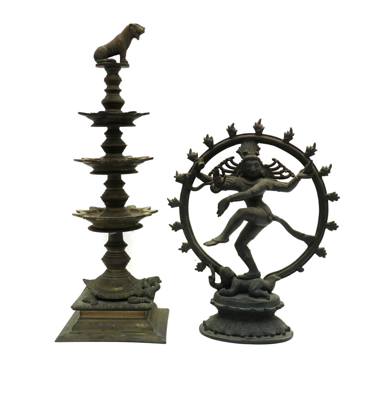 Lot 112 - A cast alloy figure of the dancing Shiva