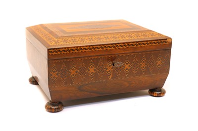 Lot 188 - A Tunbridge ware rosewood sewing box