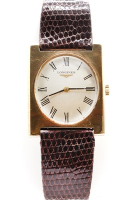 Lot 509 - A 9ct gold Longines mechanical strap watch