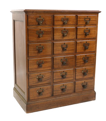 Lot 281 - A mahogany bank of drawers