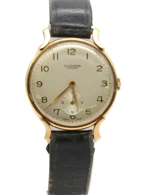 Lot 505 - A gentlemen's 9ct gold Benson mechanical strap watch
