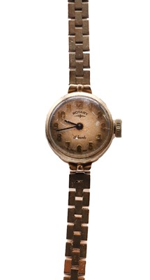 Lot 496 - A ladies' 9ct gold Rotary mechanical bracelet watch