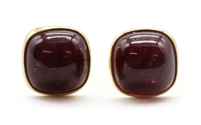 Lot 182 - A pair of 18ct gold pink tourmaline stud earrings