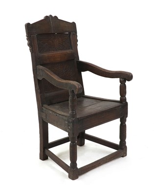 Lot 364A - An oak wainscot armchair