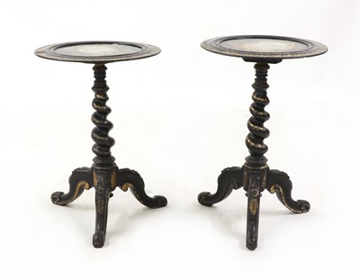 Lot 314 - A pair of papier-mâché tripod tables