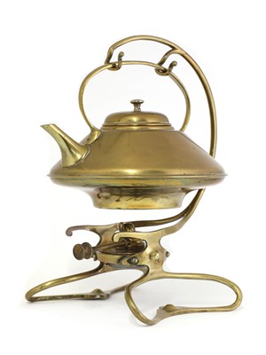 Lot 37 - An Arts and Crafts brass kettle on stand