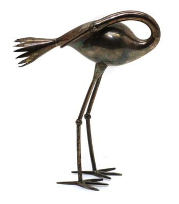Lot 255A - A Peruvian white metal stork