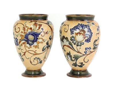 Lot 9 - A pair of Doulton Lambeth stoneware vases