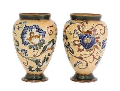Lot 9 - A pair of Doulton Lambeth stoneware vases