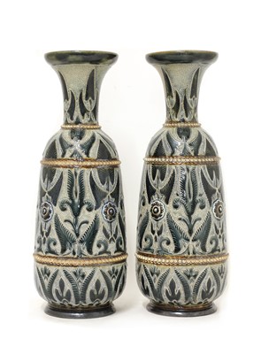 Lot 11 - A pair of Doulton Lambeth vases