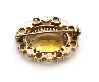 Lot 214 - A 9ct gold citrine and cultured pearl cluster brooch, by Cropp & Farr